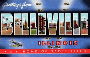 Greetings from Belleville, Illinois - Vintage Large Letter Postcard Magnet