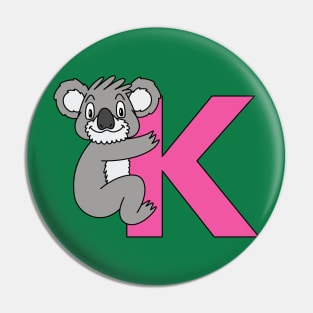 Letter K with Koala Pin