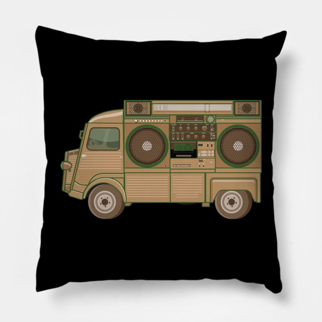 Citroen HY - Boombox Van- Huge Ghettoblaster on a Classic Van. Pillow by Boogosh