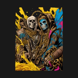 Hip hop gold chain skeletons showing off the bling wearing hoodies T-Shirt