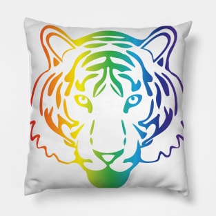 Rainbow tiger head Pillow