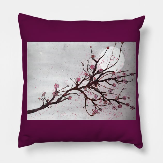 Cherry Blosson Tree Pillow by PANDOXart