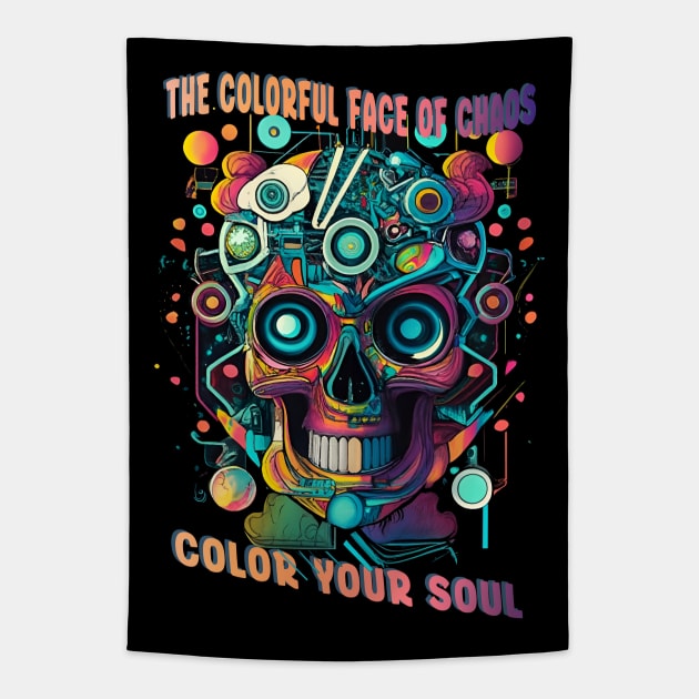 Color Your Soul - colorful skull Tapestry by MusicianCatsClub