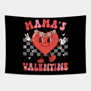 Retro Groovy Mama is My Valentine Cute Heart Boys Girls Kids Tapestry