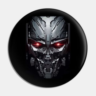 Robot Face Red Eyes Pin