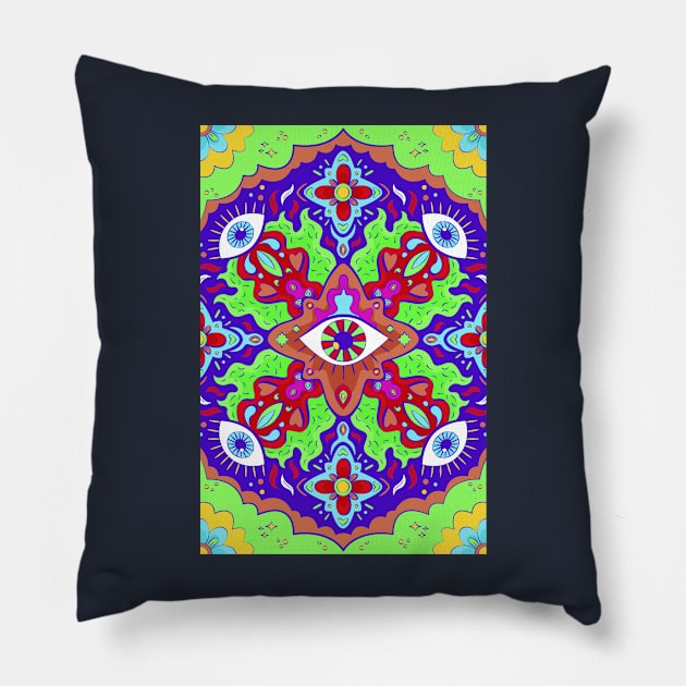 Trippy Hippie Groovy Pattern for iPhone or stickers design Pillow by laverdeden