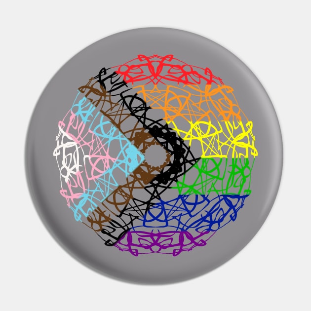 Progress Pride Flag Kaleidoscope Pin by CipherArt