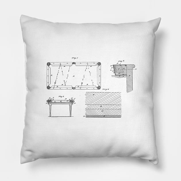 Billiard Cushion Vintage Patent Drawing Pillow by TheYoungDesigns