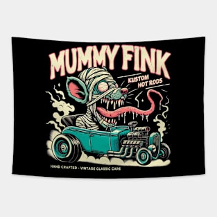 Rat Rod Creepy Cute Mummy - Retro Kustom Cars Classic Monster Tapestry