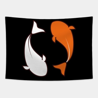 Koi Fish Ying & Yang Minimalist Design Tapestry