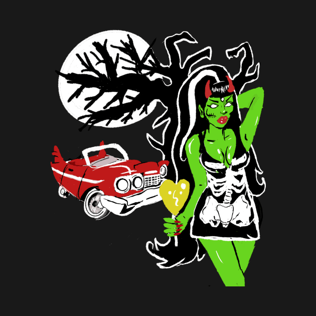 Hot Rod Zombie Pinup Gothabilly, Rockabilly Punk by LunaElizabeth