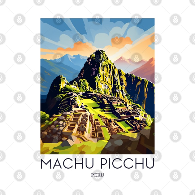 A Pop Art Travel Print of Machu Picchu - Peru by Studio Red Koala