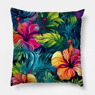 Colorful hibiscus pattern Pillow