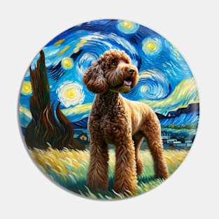 Starry Lagotto Romagnolo Dog Portrait - Pet Portrait Pin