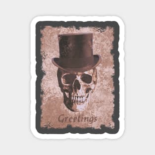 Skull in Top Hat spooky macabre Red Magnet