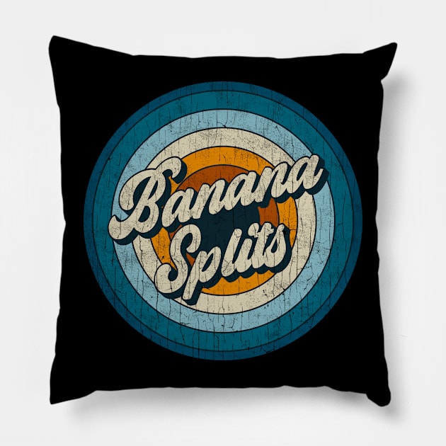 Banana Splits - Retro Circle Vintage Pillow by Skeletownn