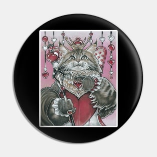 The Queen of Hearts Cat - White Outlined Version Pin