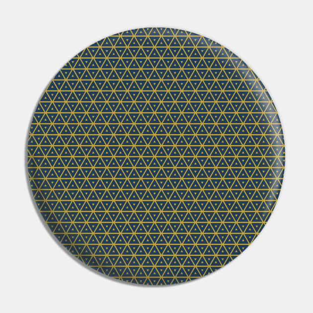 Retro Mustard Blue Modern Pattern Pin by jodotodesign