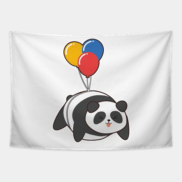 Panda at Birthday with Ballon Tapestry by Markus Schnabel