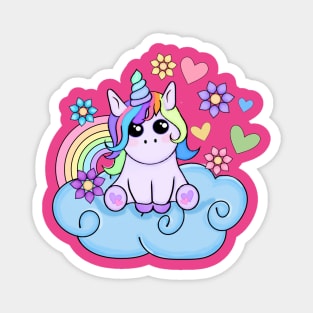 Rainbow and Hearts Unicorn Art Magnet