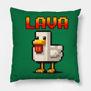 Funny pixel Chicken Gamer Chicken cooked in lava Pillow