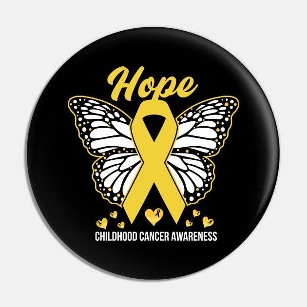 Hope For A Cure Childhood Cancer Awareness Support Childhood Cancer Warrior Gifts Pin by T-shirt US