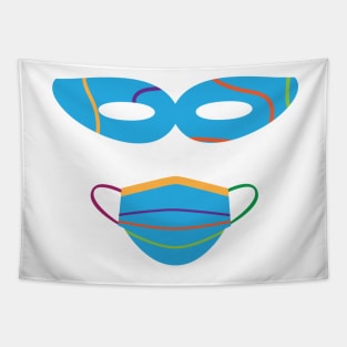 Colorful costume eyes mask and surgical face mask Tapestry