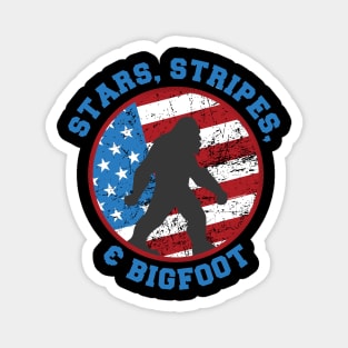 Patriotic Bigfoot- Stars, Stripes & Bigfoot 4th of July Magnet