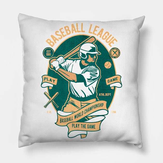 Baseball League Pillow by Tempe Gaul