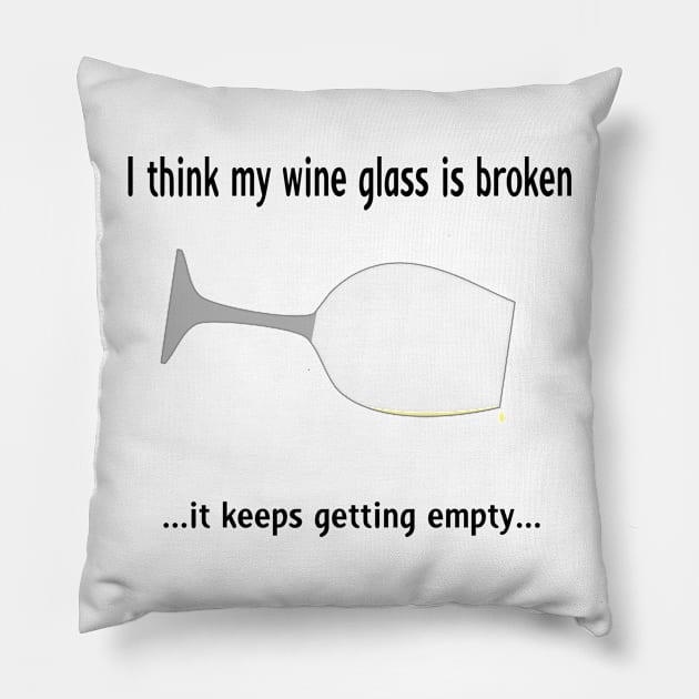 Broken wine glass - white wine for light bg Pillow by CounterCultureWISE