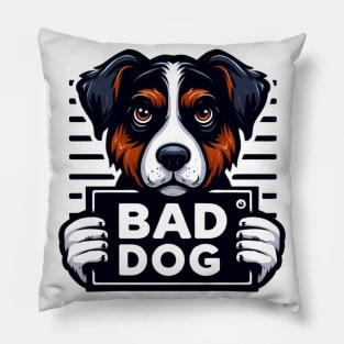 Bad Dog Illustrated Mug Shot Pillow