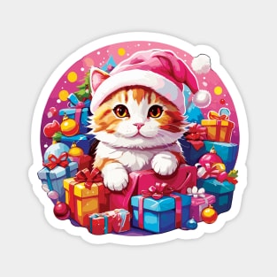 Cute Caramel Cat XMas Magnet