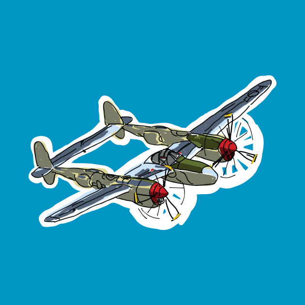 P-38 Lightning painting by Dhanew