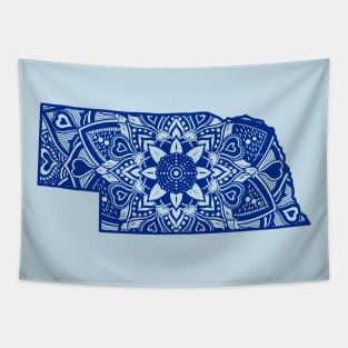 Blue Nebraska State Gift Mandala Yoga NE Art Tapestry