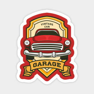 Vintage Car Garage Badge Magnet