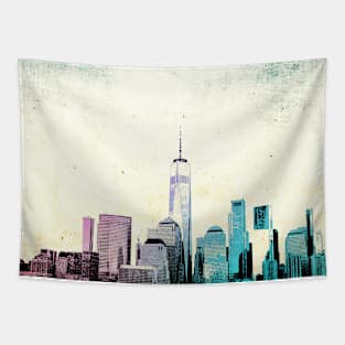 Lower Manhattan (Watercolor) Tapestry