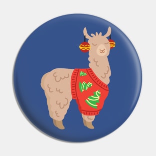 Llama with Ugly Christmas Sweater Pin