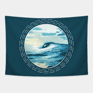 Surf Wave With The Rising Sun Abstract Nature Art Tapestry