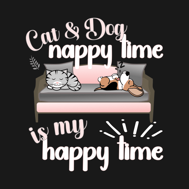 CAT AND DOG NAP CUTE DESIGN by KathyNoNoise