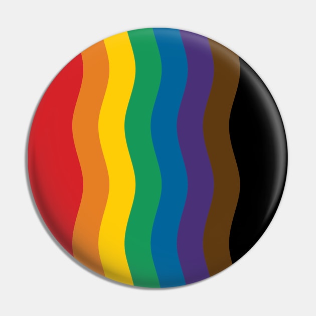 Philadelphia Rainbow Pride Flag (Proud LGBTQ+ Community Pride Flag) Wave Version Pin by Teeworthy Designs