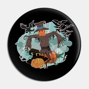 Scarecrow in the pumpkin patch Pin