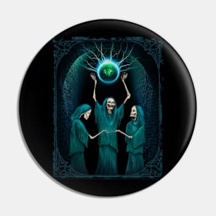 Gothic Skeleton Witches Pin