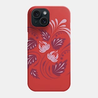 Folk floral print . Abstract flowers art , poster. Phone Case