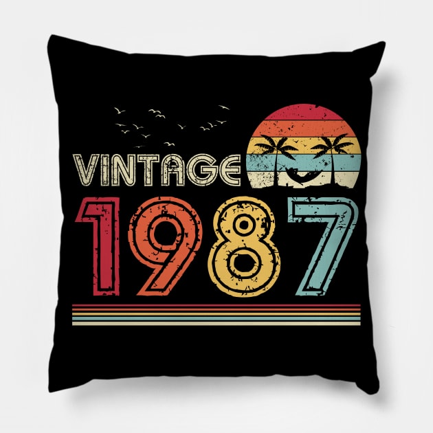 Vintage 1987 Limited Edition 34th Birthday Gift 34 Years Old Pillow by Penda