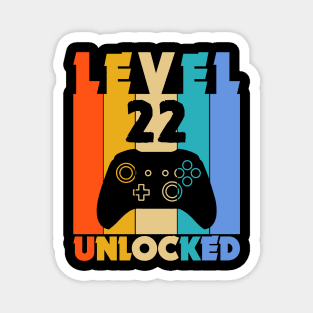 Level 22 Unlocked Funny Video Gamer Birthday Novelty T-Shirt Magnet