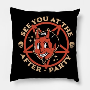 See You at the After-Party Hell Devil Halloween Goth Retro Pillow