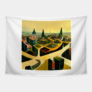 Eco friendly futuristic city Tapestry