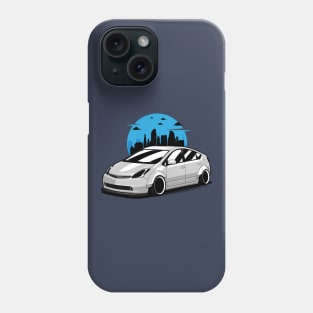 White Prius Widebody in City Skyline Phone Case