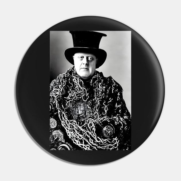 Black and White Cyberpunk Aleister Crowley The Great Beast of Thelema painted in a Surrealist and Impressionist style Pin by hclara23