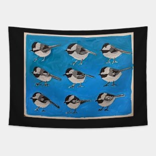 9 Chickadees Tapestry